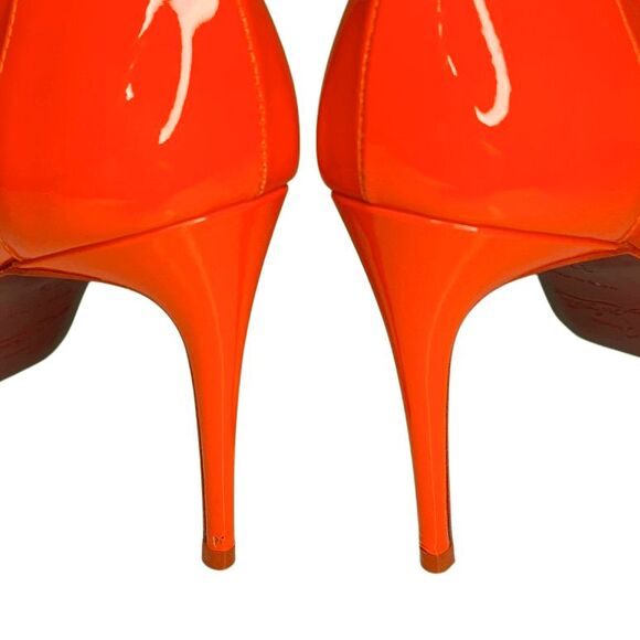 Christian Louboutin Sporty Kate 85 Patent Pumps Sunrise Orange Size 37.5 Heels - Picture 10 of 14